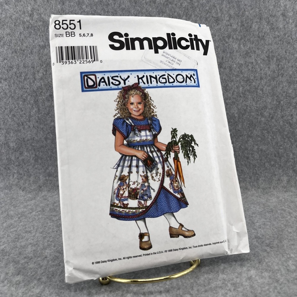 Uncut Simplicity Daisy Kingdom 8551 Girls Dress Pinafore BB 5-8 Sewing Pattern‎
